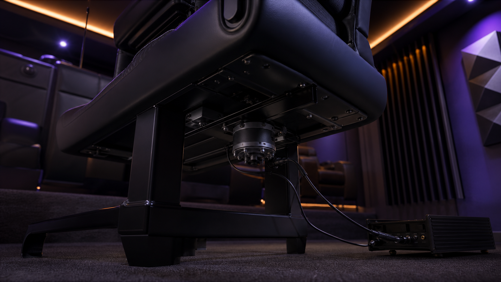 Fauteuil gaming équipé d'un bass shaker tactile avec éclairage LED d'ambiance